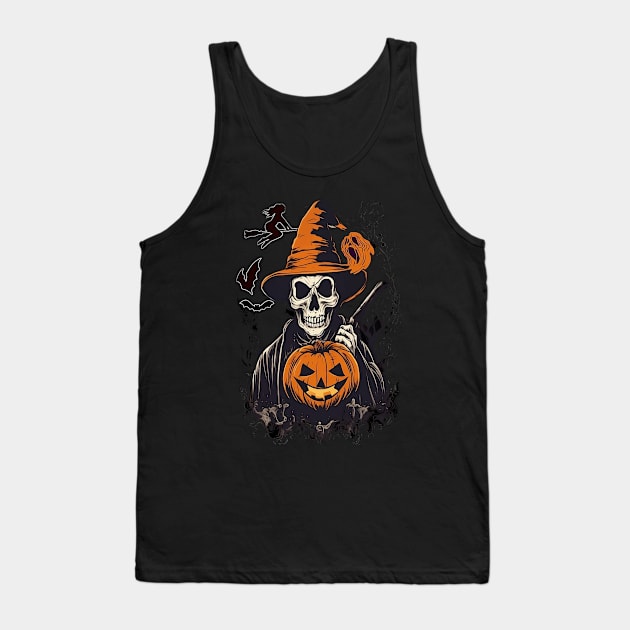 Monster Mash, Vintage Ghost Halloween, Monster, Retro Fall, Skeleton, Funny Skull, Happy Halloween Day Happy Halloween Party Gift Tank Top by Customo